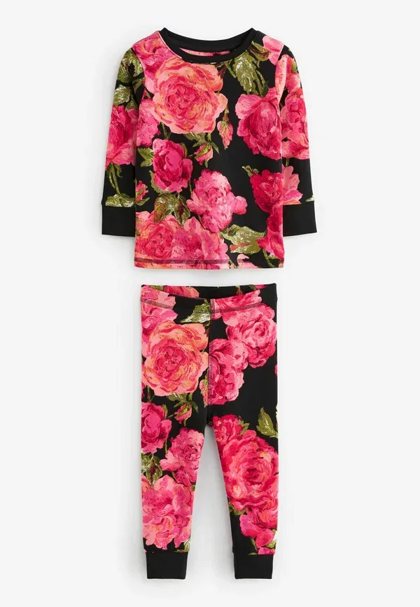 Пижамный комплект из 3 предметов Regular Fit, Floral, Next, Pink Black, черный/розовый — фото 2