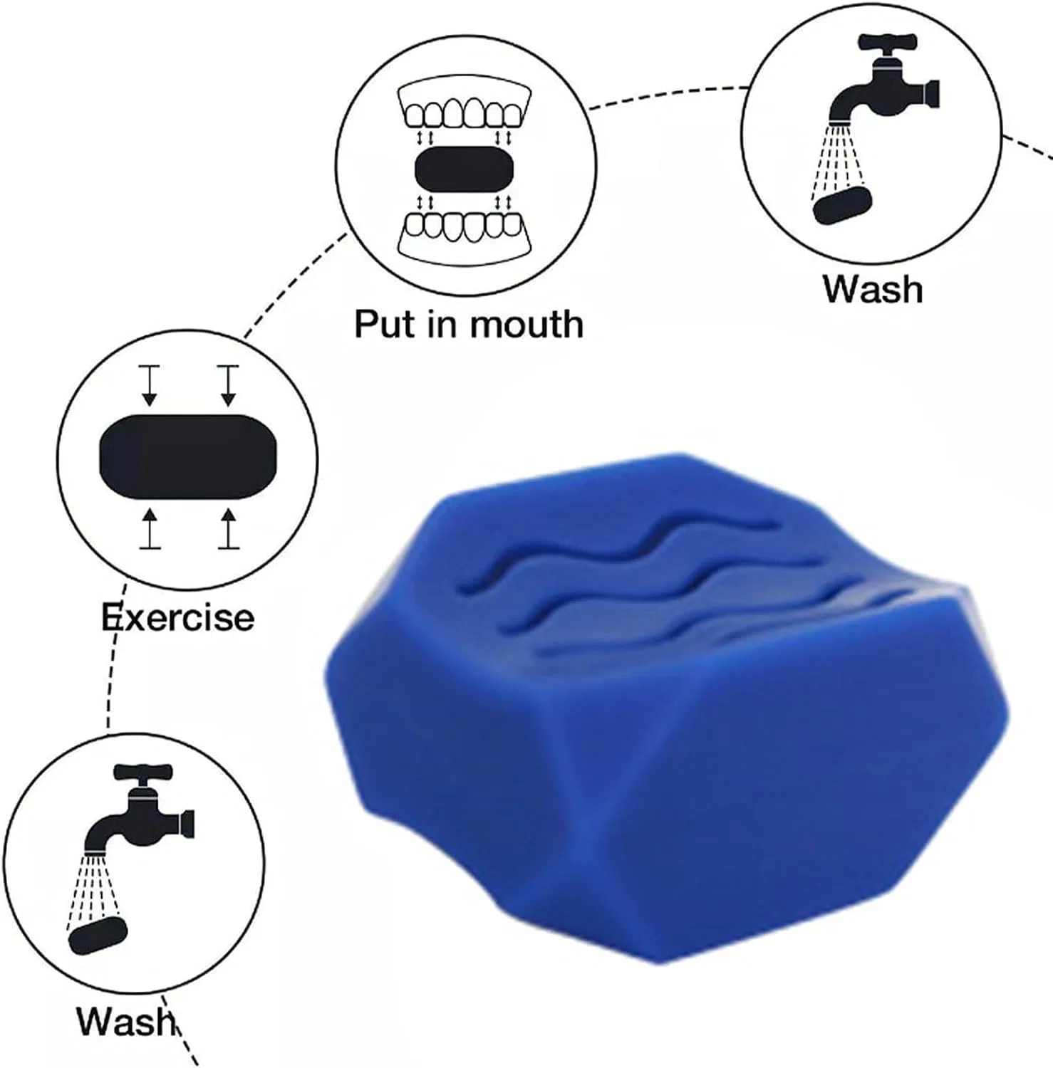 Тренажер для челюсти силиконовый, FASSME, M-blue 40lb — фото 4