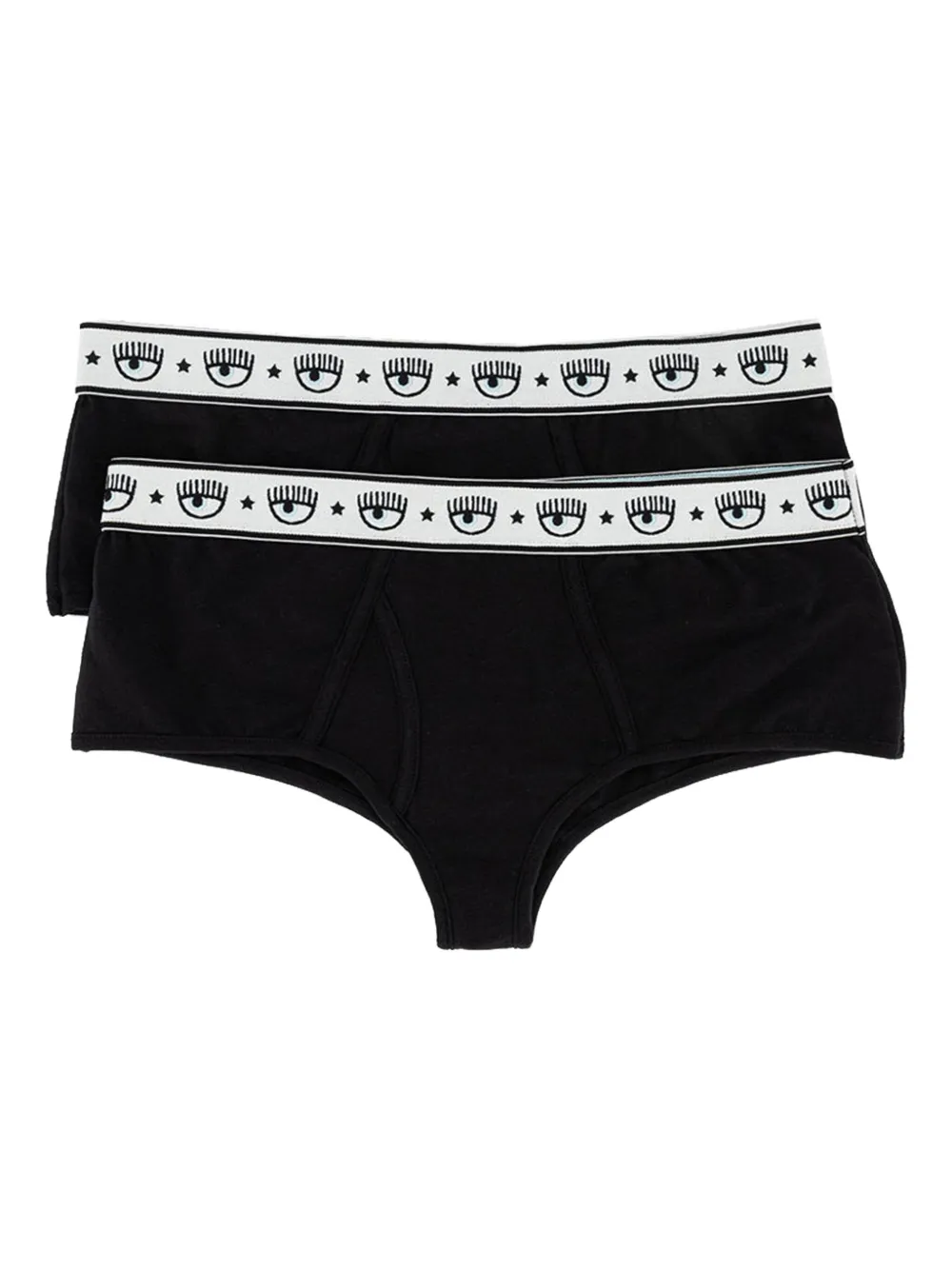 

Хлопковые трусы с фирменной нашивкой в виде глаза (упаковка из двух штук) Chiara Ferragni, черный