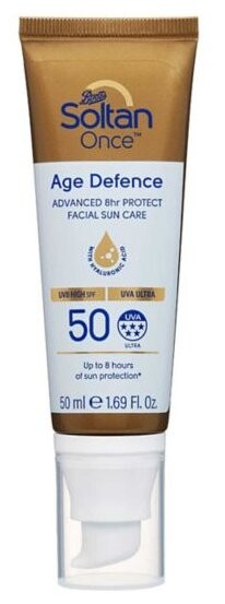 

Soltan Once Age Defense Advanced 8hr Protect, Солнцезащитный крем с гиалуроновой кислотой, SPF50+ 50мл Inna Marka