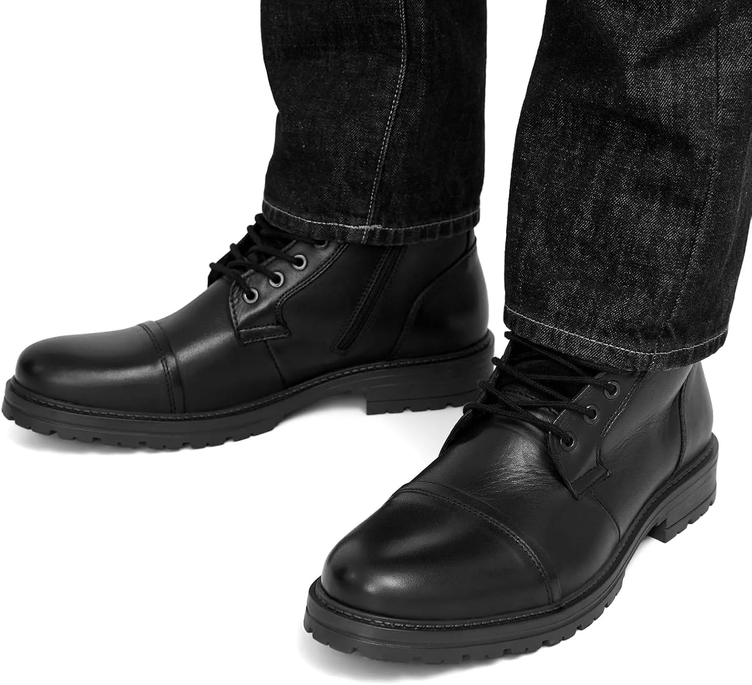 Мужские кожаные ботинки JACK & JONES Jfwdexter на шнуровке к щиколоткам, угольный — фото 2