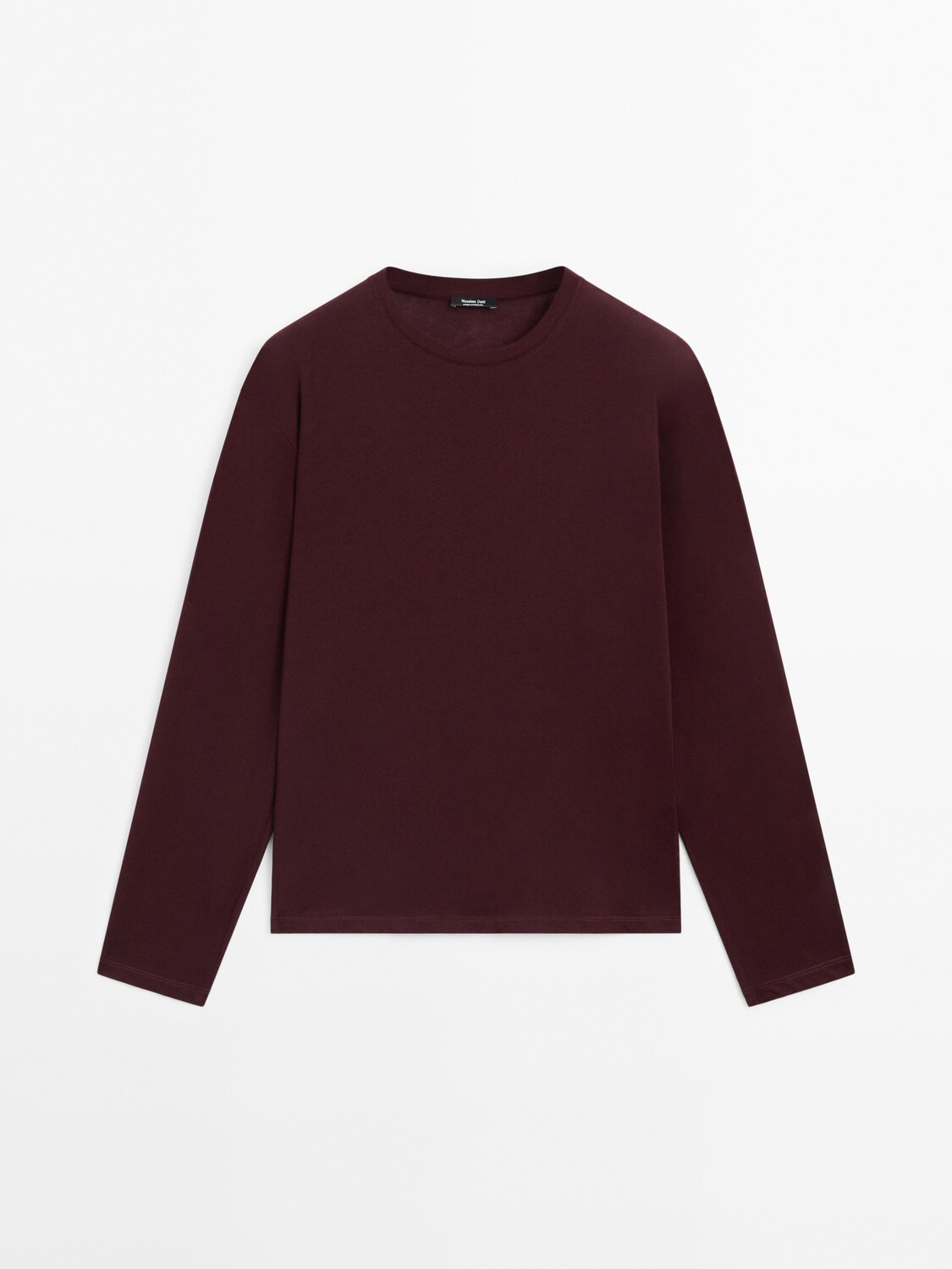 

Футболка с длинным рукавом из 100% хлопка Massimo Dutti, бургундия