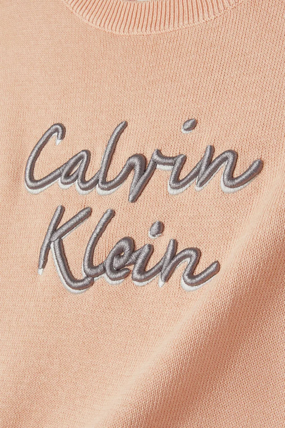 Свитшот с металлизированным логотипом из органического хлопка Calvin Klein, розовый — фото 3