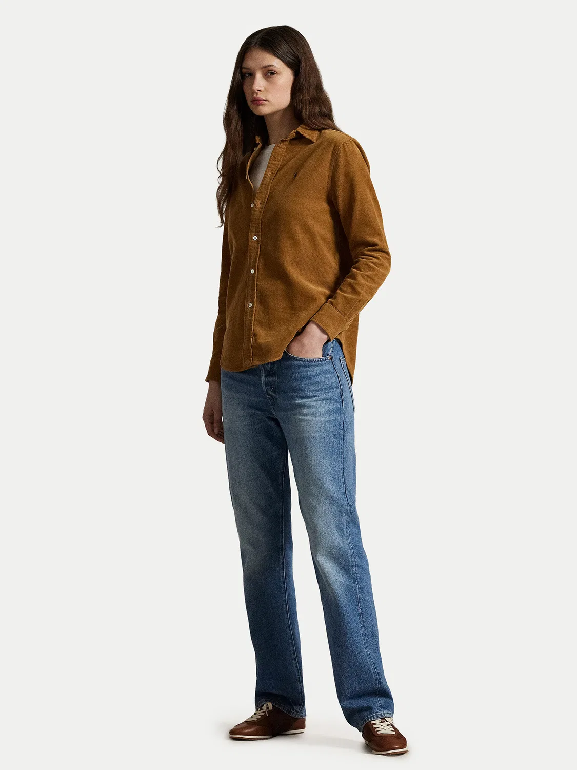 Женская рубашка стандартного кроя Polo Ralph Lauren, светло-коричневый — фото 2
