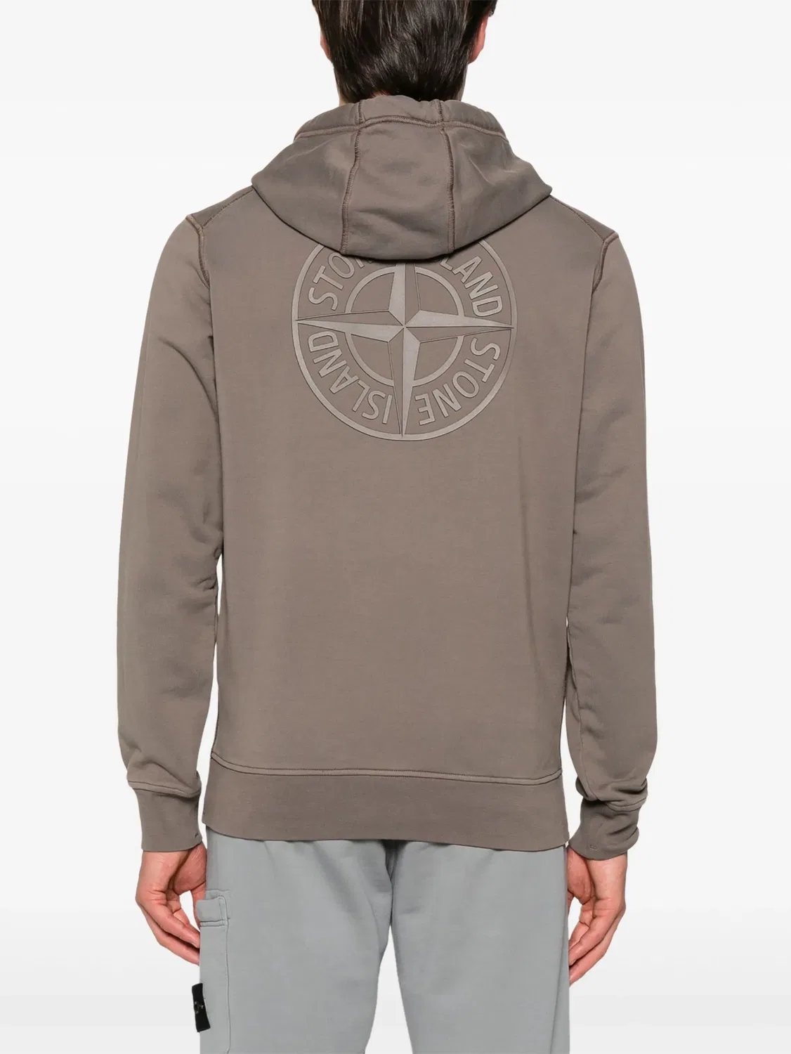 Худи с логотипом Stone Island, цвет грецкого ореха — фото 3