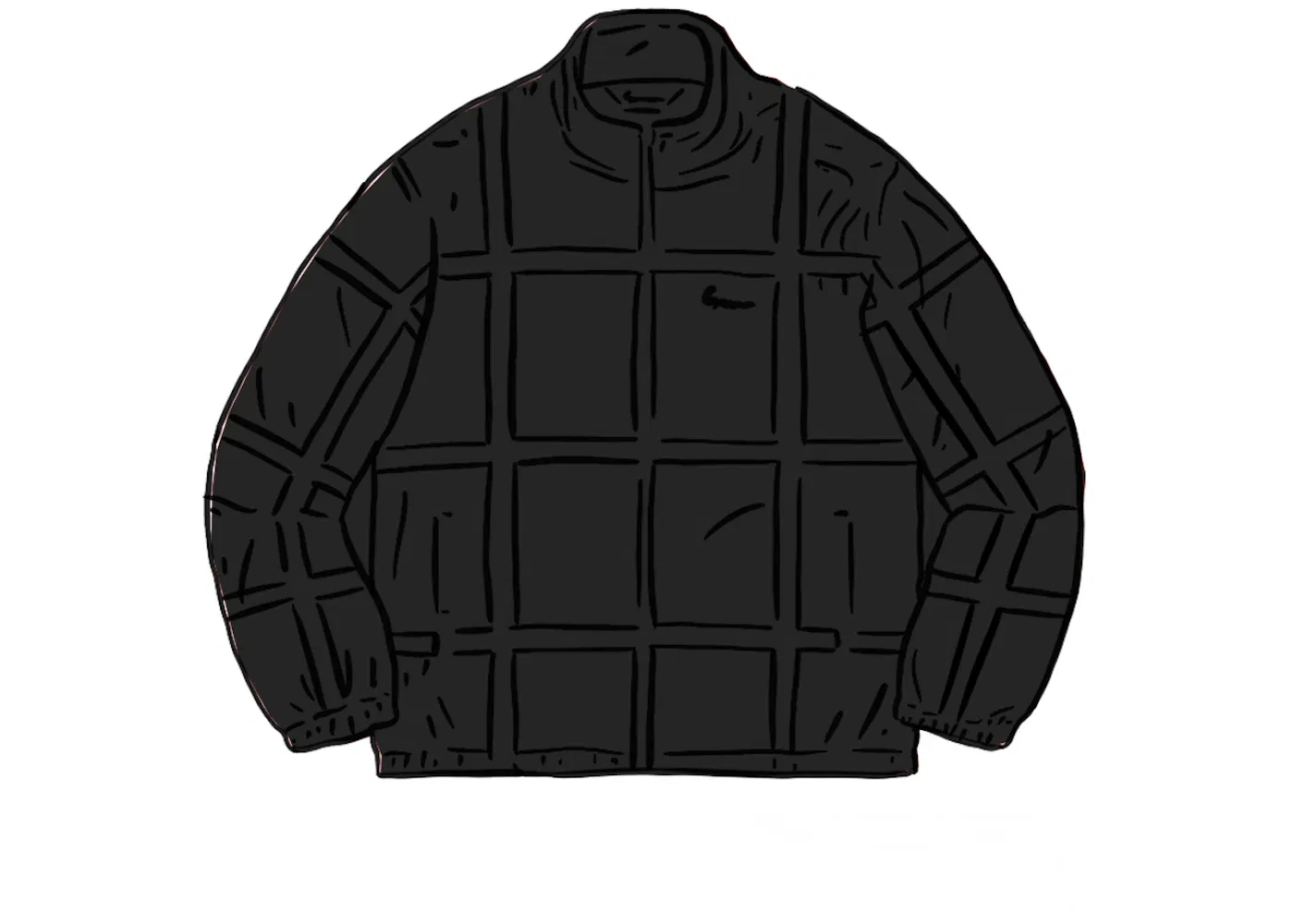Мужская куртка из велюра с контрастной лентой Grid Taping Supreme, Black