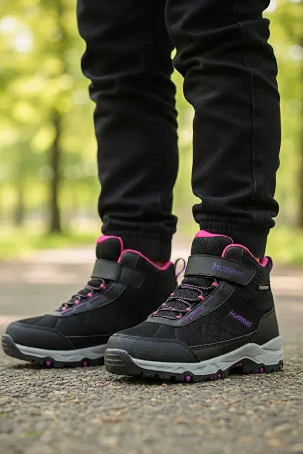 Детские ботинки для девочек на липучке Hummel, Black-C4