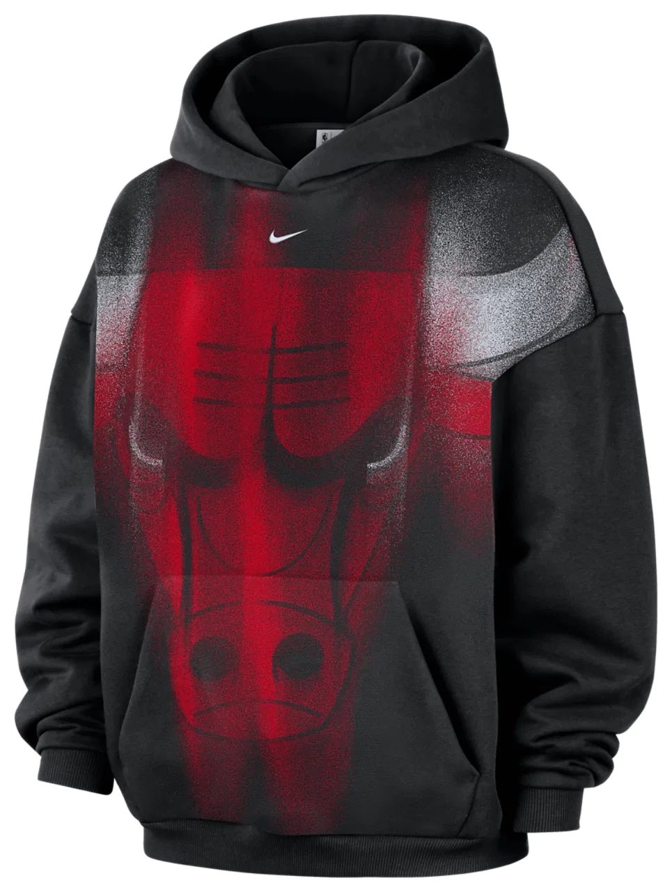 Мужская толстовка с капюшоном из флиса Bulls Basketball Icon Nike, черно-белый