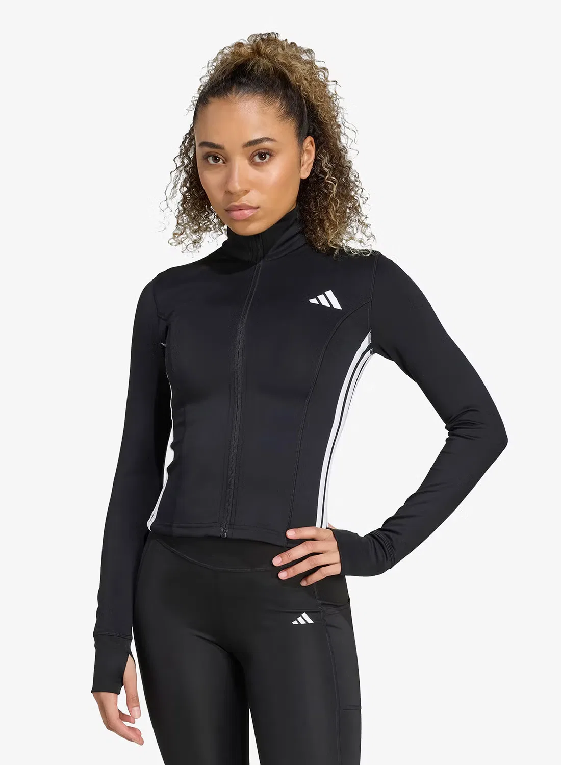 Куртка тренировочная с длинным рукавом 3-Stripes Adidas, черный