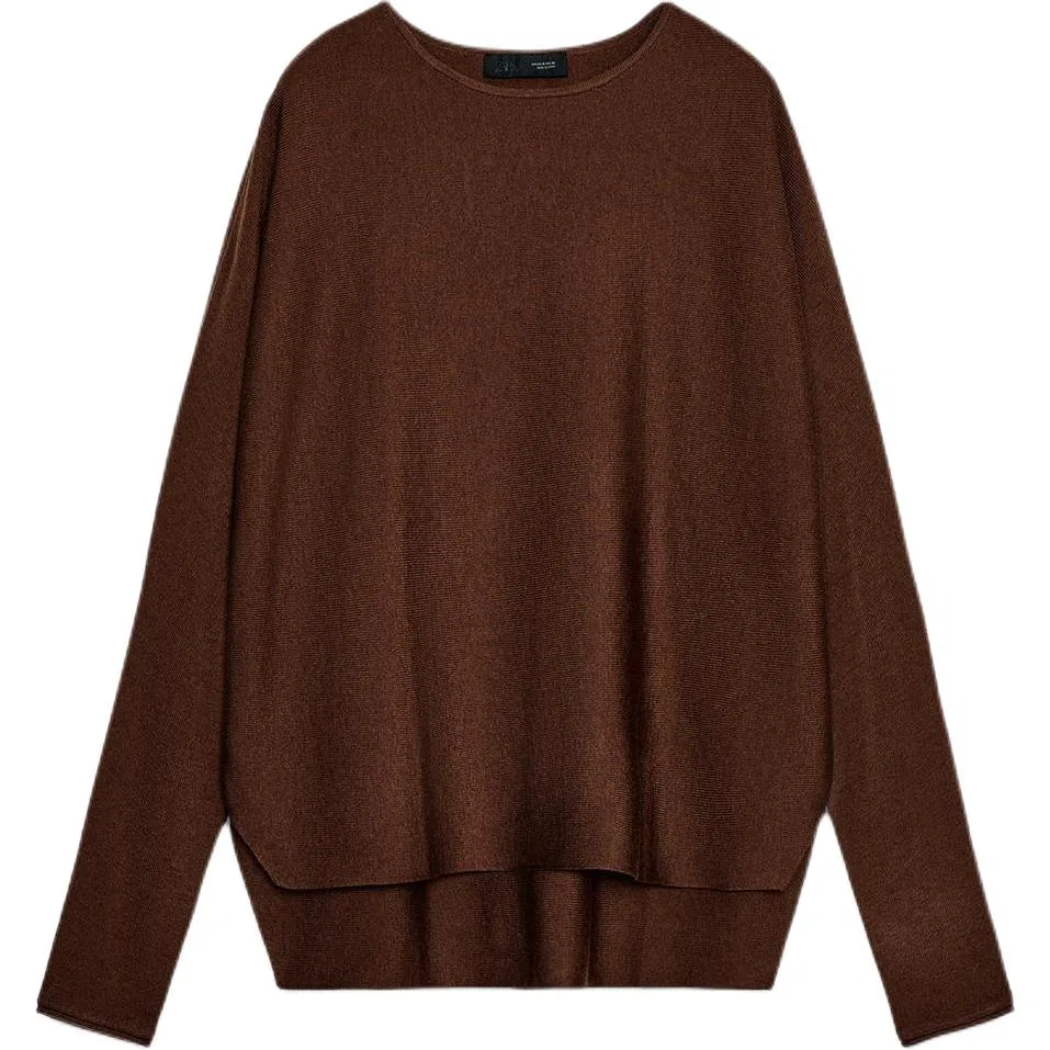 Женский свитер с круглым вырезом Chocolate ZARA, Шоколадный