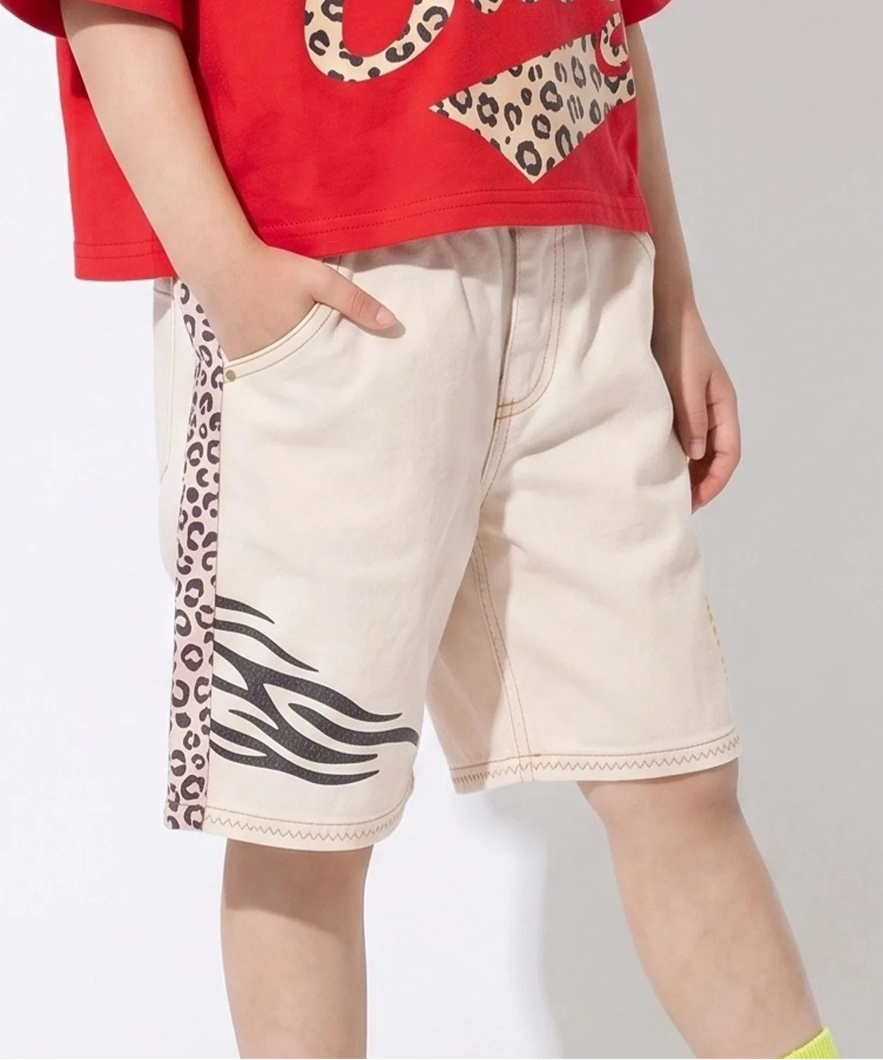 Детские шорты-джинсы с принтом Zebra Half Pants 1632K BABYDOLL, Beige