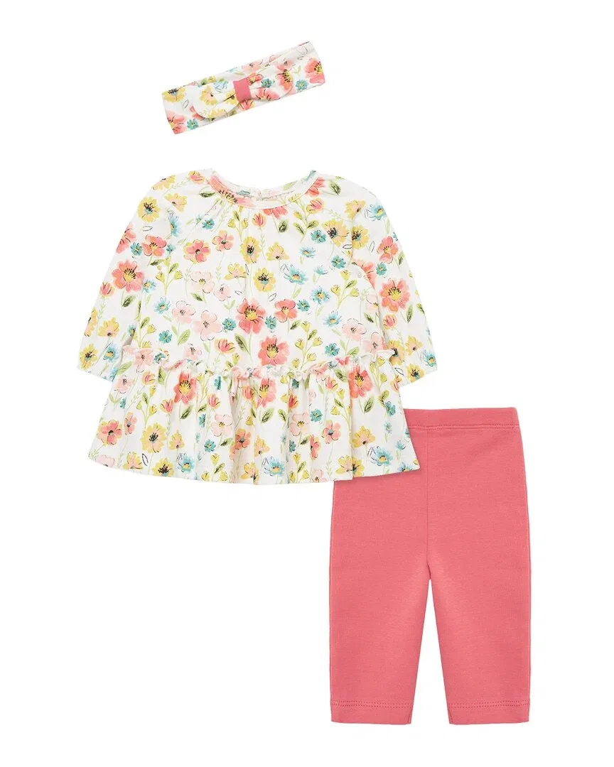 Детский комплект туники и штанов с цветочным принтом Little Me Brushed Floral Tunic Set, красный