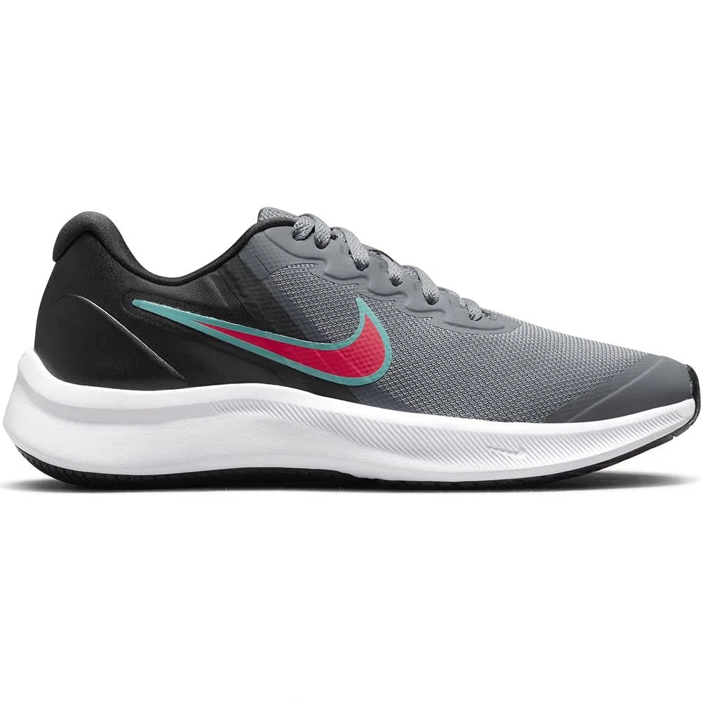 Детские кроссовки для мальчиков с принтом Star Runner 3 NIKE, Smoke Grey Siren Red Black — фото 3