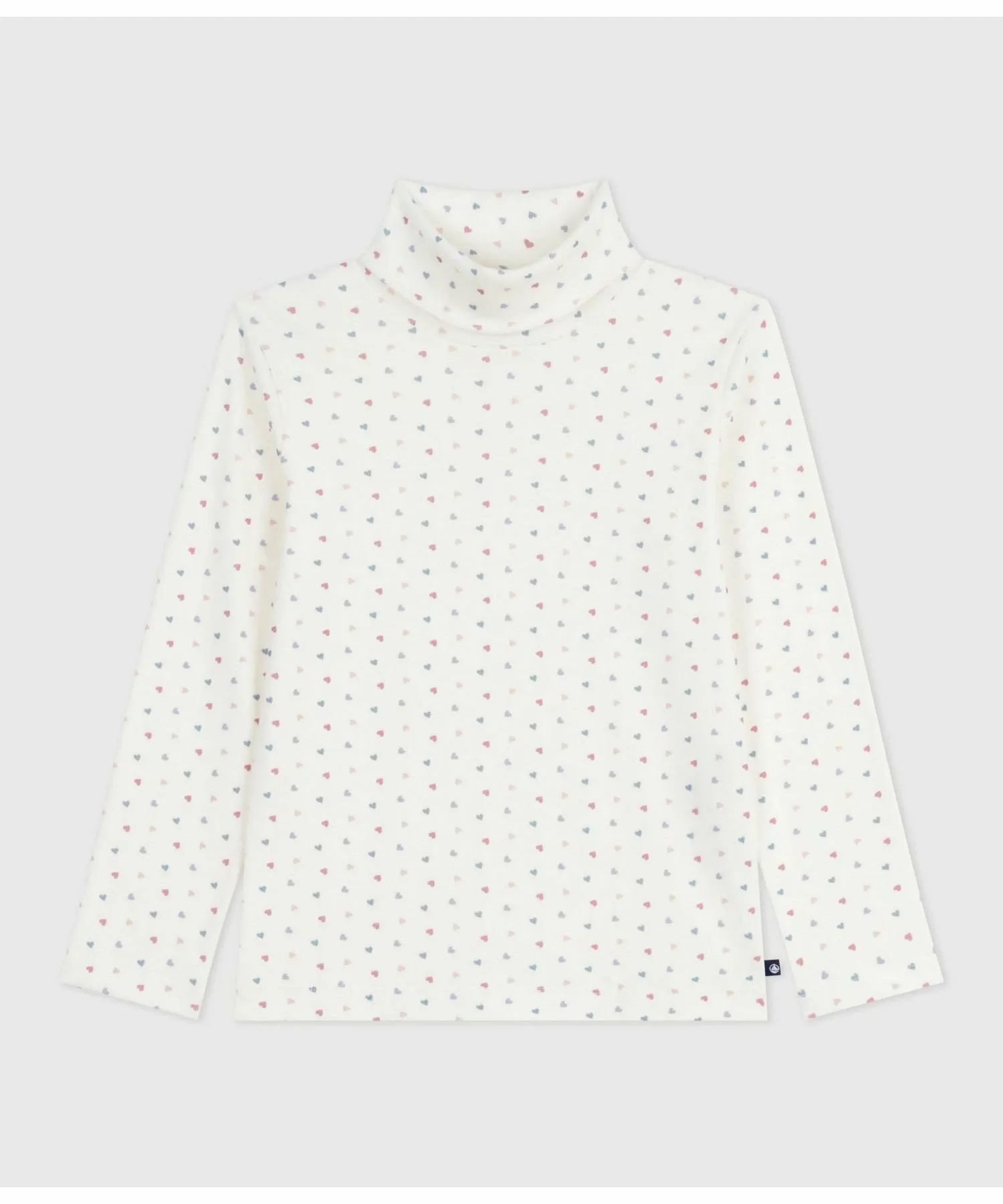 Футболка с длинными рукавами и высоким воротником PETIT BATEAU, Off-white/multicolor