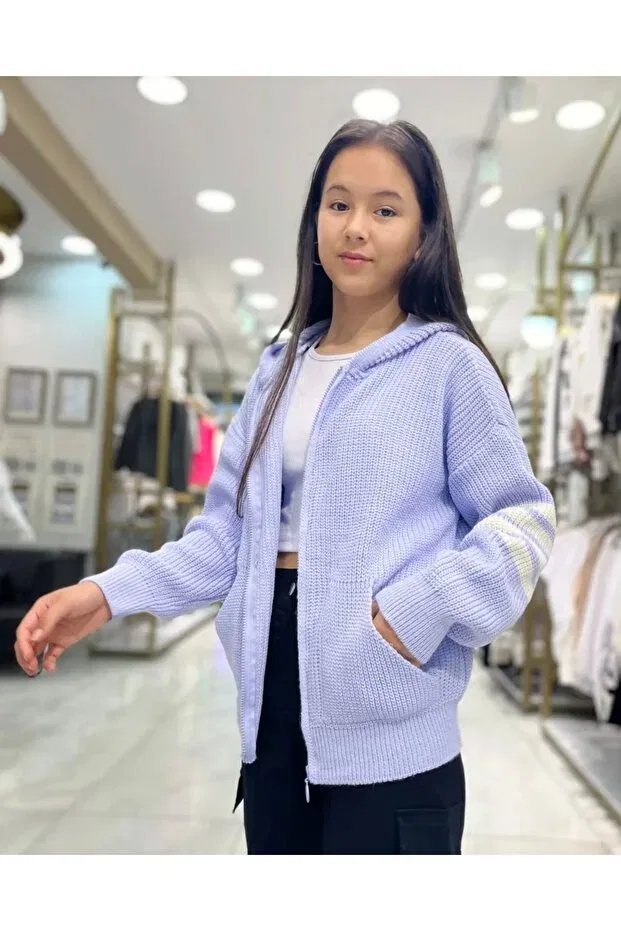 Детское худи-кардиган на молнии с капюшоном Minimoda Kids, Blue — фото 2