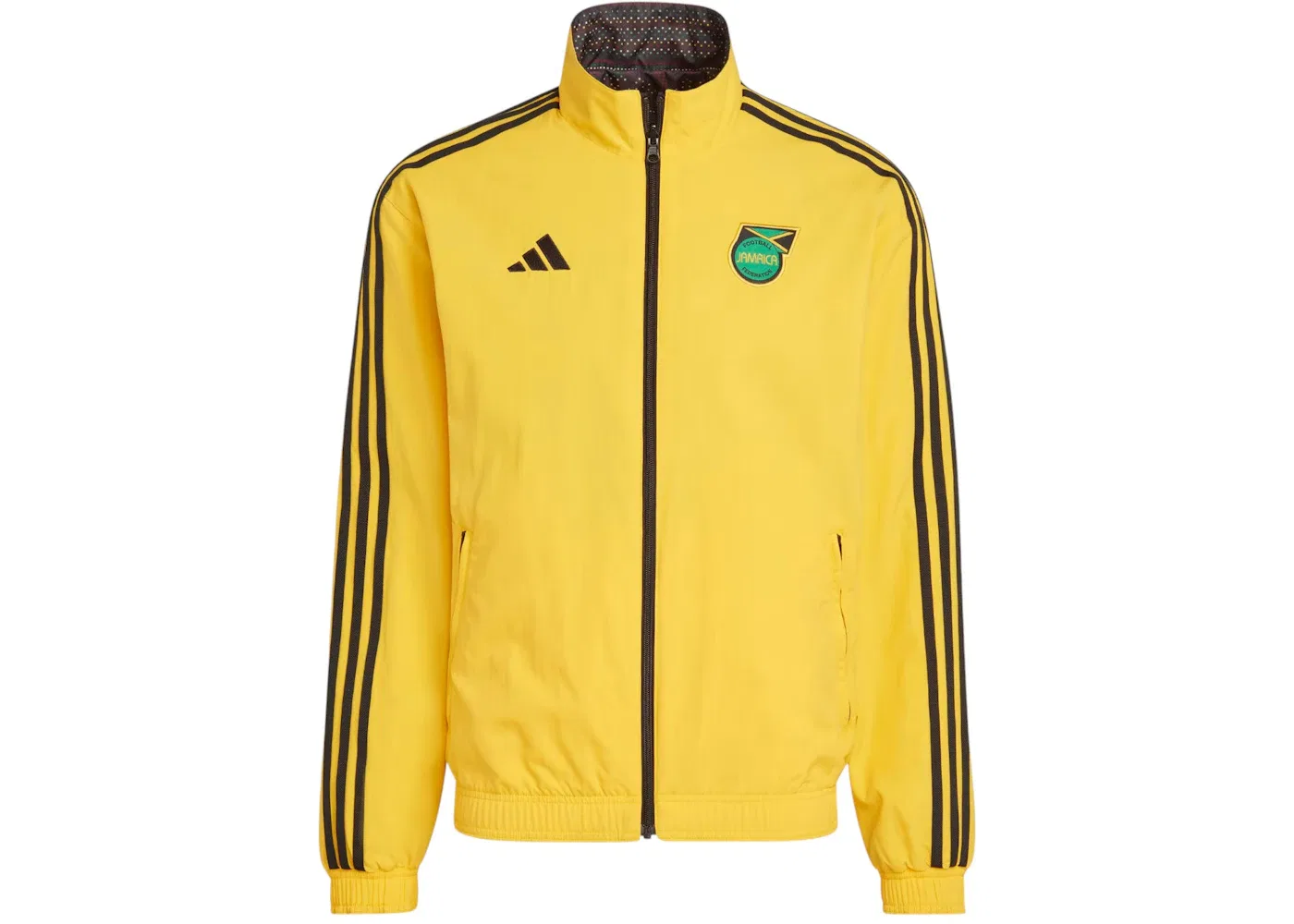 Мужская куртка двусторонняя с принтом Adidas x Wales Bonner Jamaica Anthem Reversible Jacket, Bold Gold/Black
