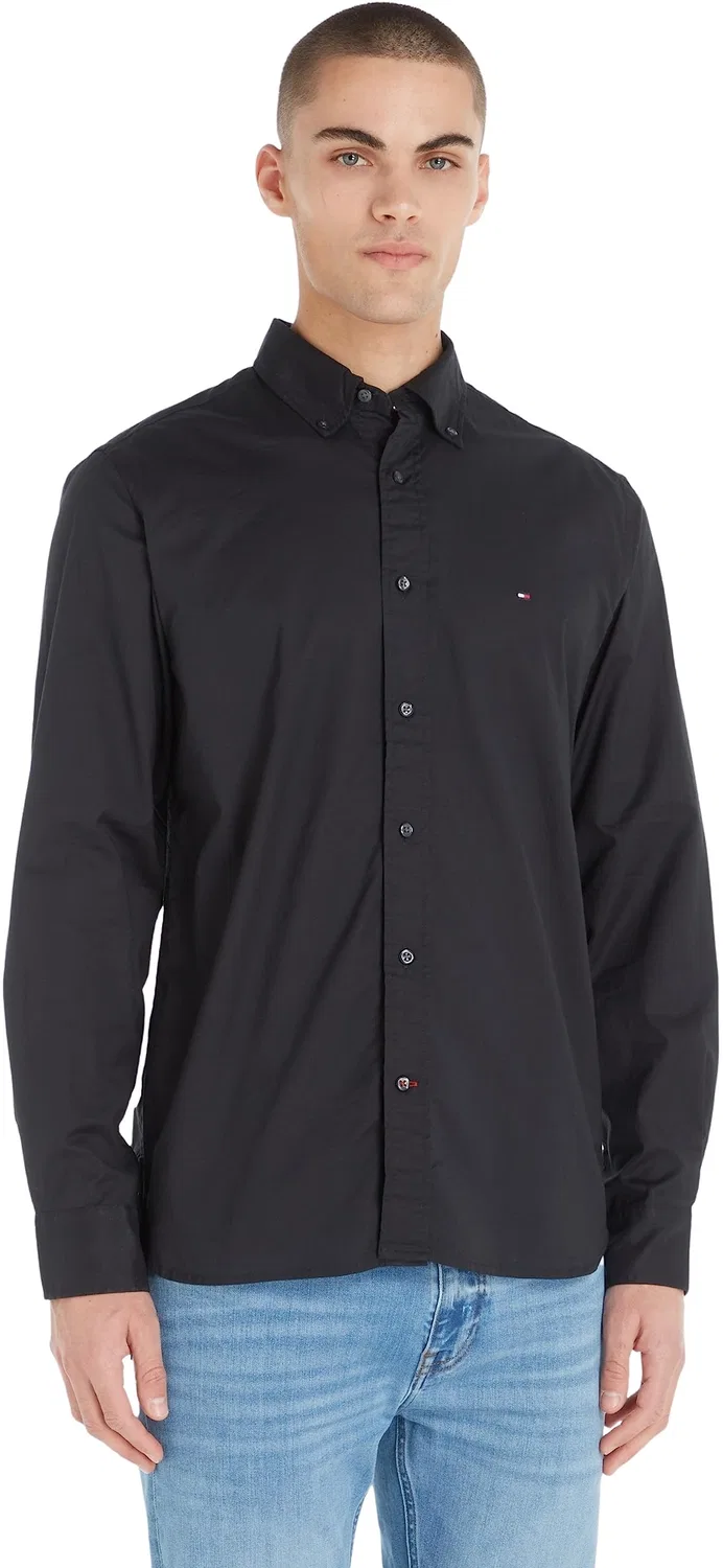 Мужская рубашка с принтом Flex Poplin Mini Tartan Tommy Hilfiger, Black (Black)