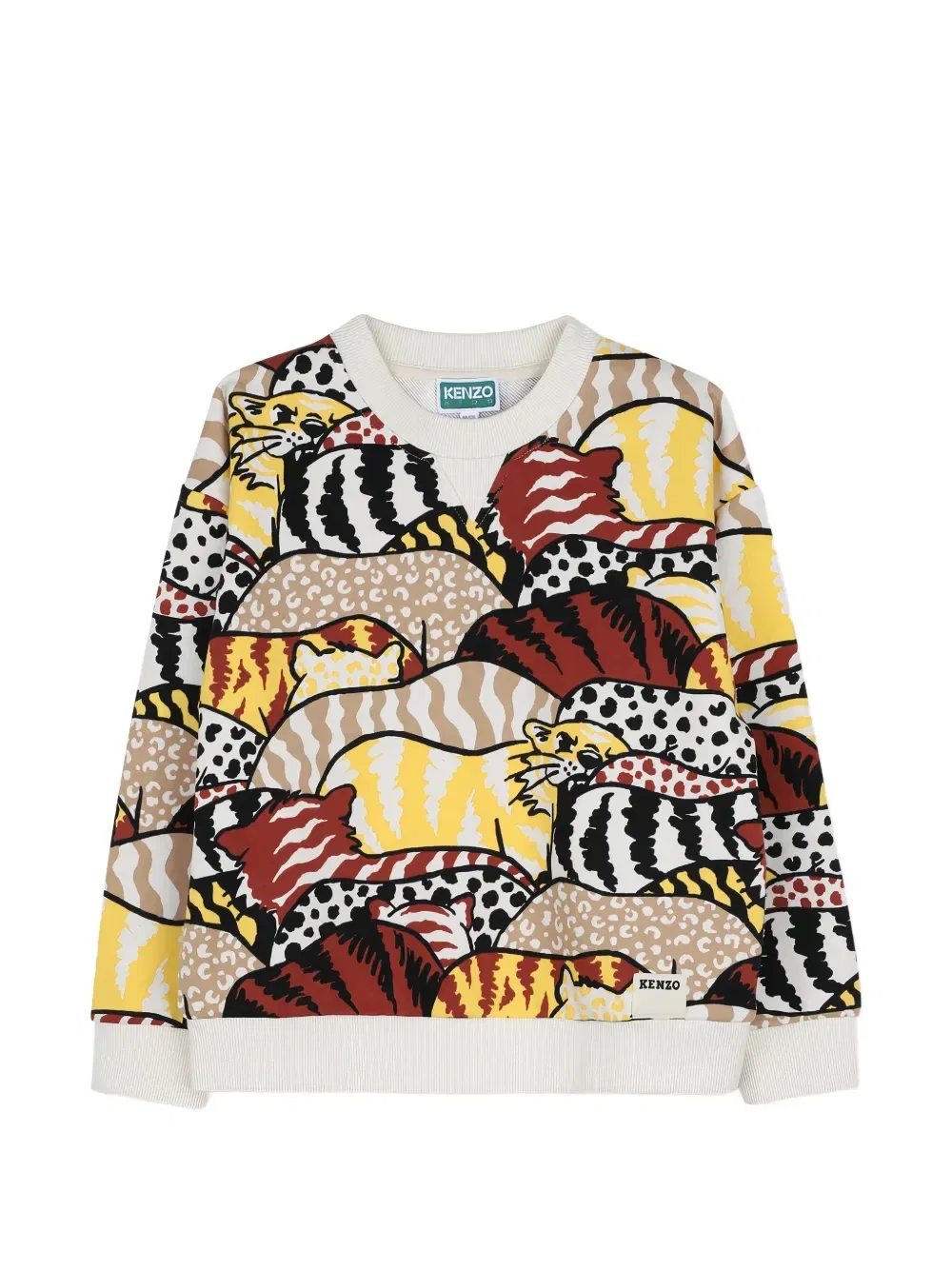 Толстовка с анималистичным принтом Kenzo Kids, бежевый
