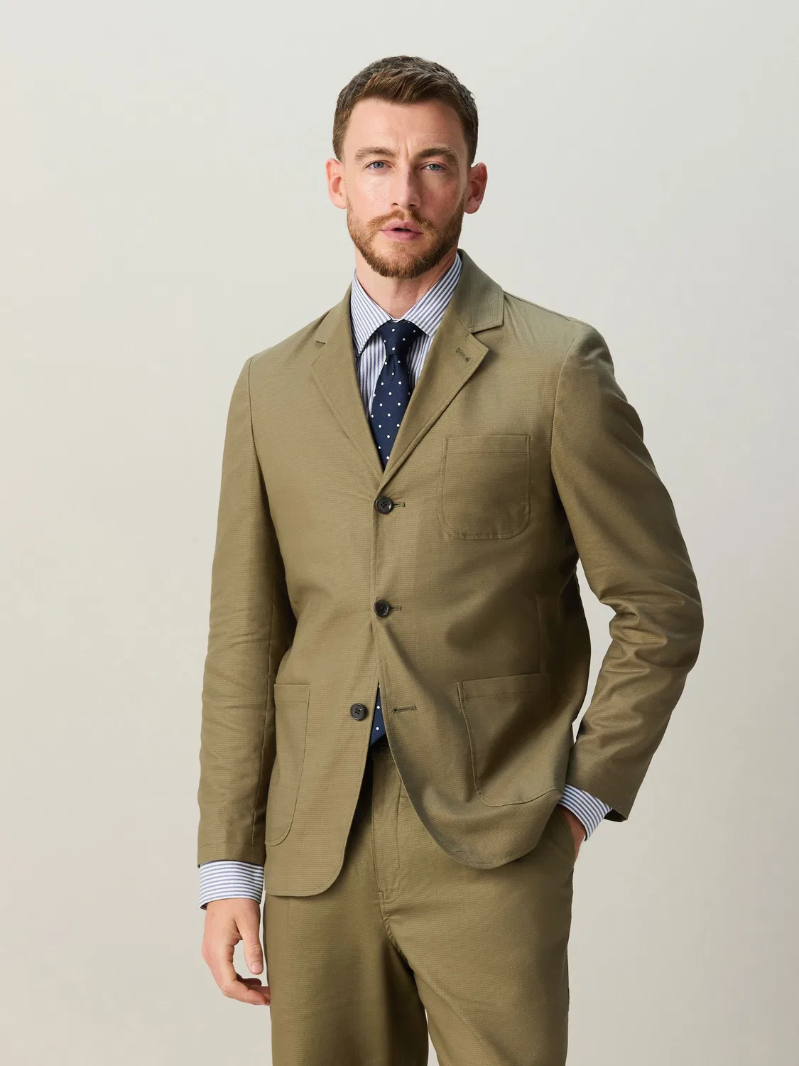 Пиджак свободного кроя из смесового хлопка, Khaki Green Next