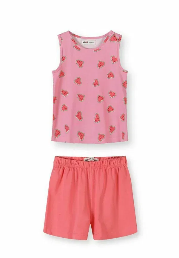 Комплект пижамы из 2 предметов с принтом Tank top and shorts - pyjamas 2 pack sets Minoti, белый, розовый — фото 3