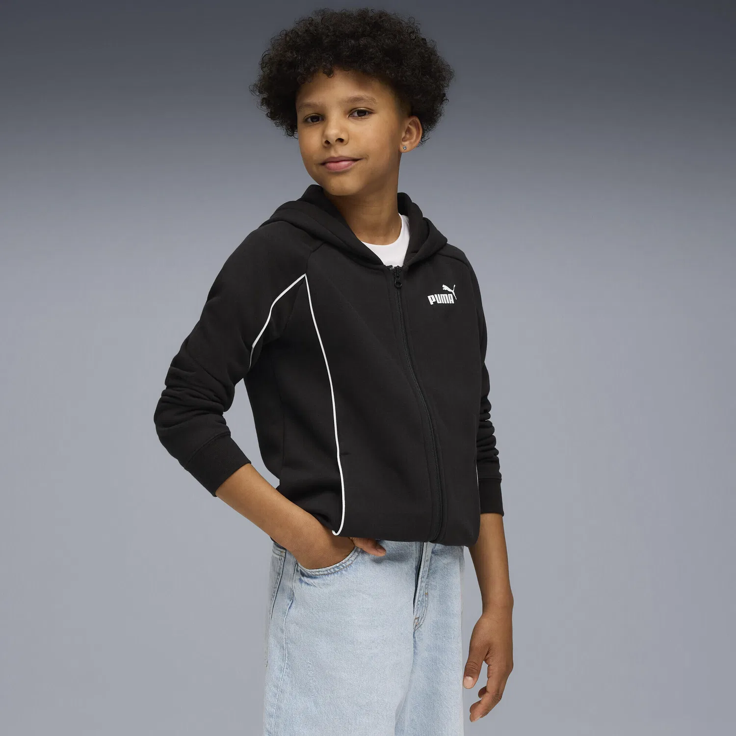 Детское худи с капюшоном и молнией PUMA Sport Jungen, Черный — фото 2
