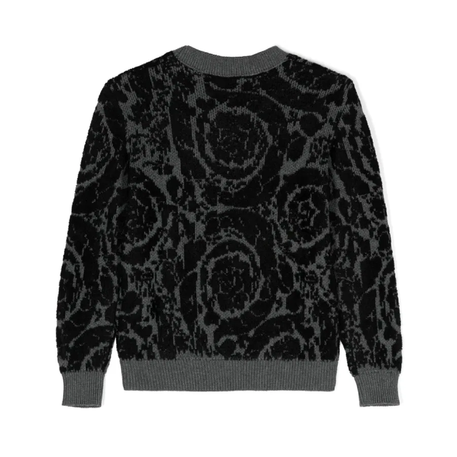 Джемпер с жаккардовым узором Barocco Young Versace, Grigiomelange/Nero — фото 2