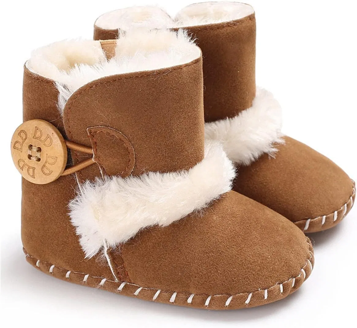 Детские зимние ботинки для девочек с пуговицей HsdsBebe, Brown