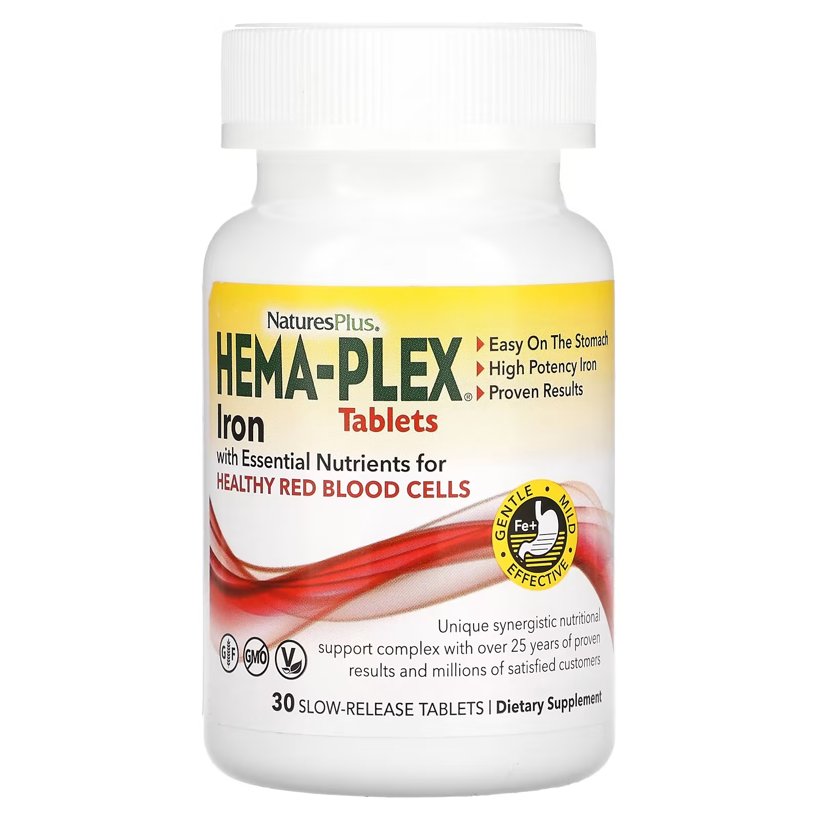 NaturesPlus Hema-Plex Iron with Essential Nutrients for Healthy Red Blood Cells, 30 таблеток - фото