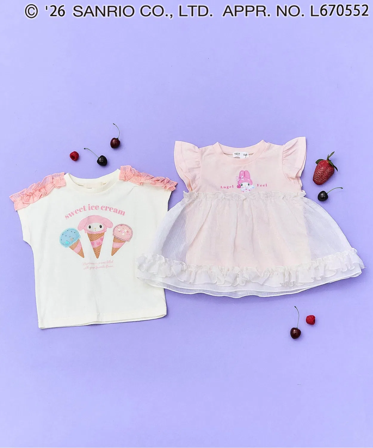 Детская футболка с длинным рукавомMy Melody & Kuromi, sanrio, Ivory — фото 3