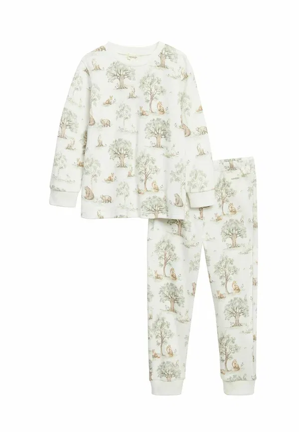 Пижамный комплект с принтом Forest motif Newbie off-white, белый — фото 4