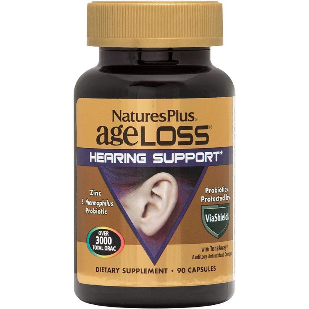 

Мультиватамины для слуха NaturesPlus AgeLoss Hearing Support, 90 капсул