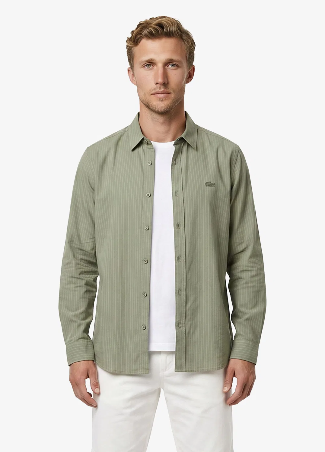 Рубашка Lacoste, черно-белая полоска, Regular Fit, Haki-BMY