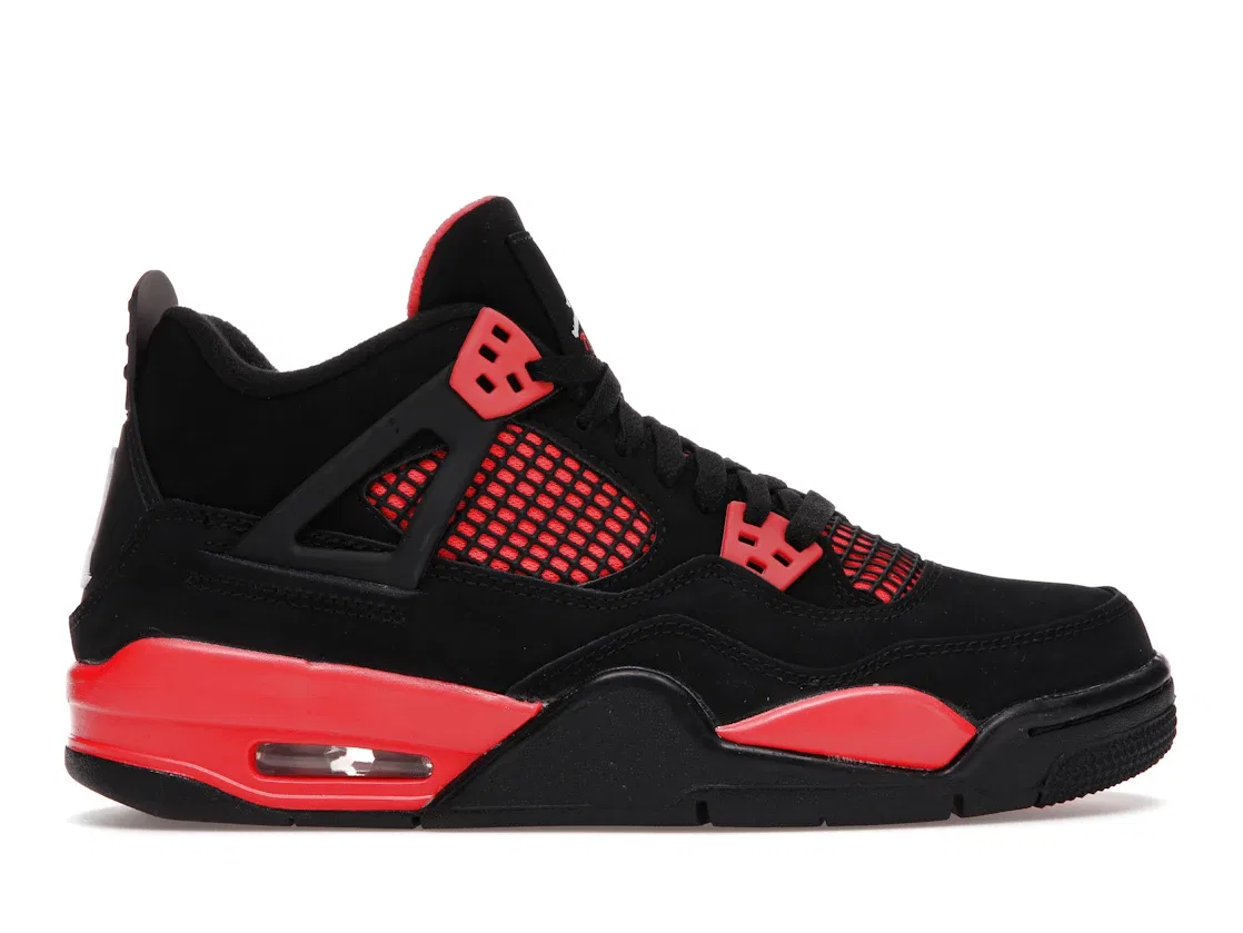 Детские кроссовки Lifestyle с красными акцентами Jordan 4 Retro, Black/Multi-Color-Multi-Color-Crimson