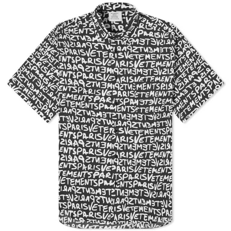 

Рубашка Vetements Grafitti Print Short Sleeve, черный/белый