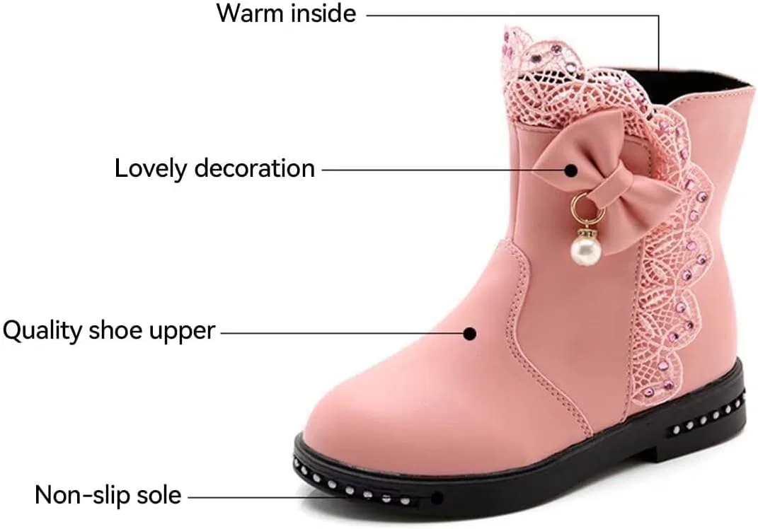 Детские зимние кожаные сапоги с мехом для девочек IvoireCh, Pink — фото 4