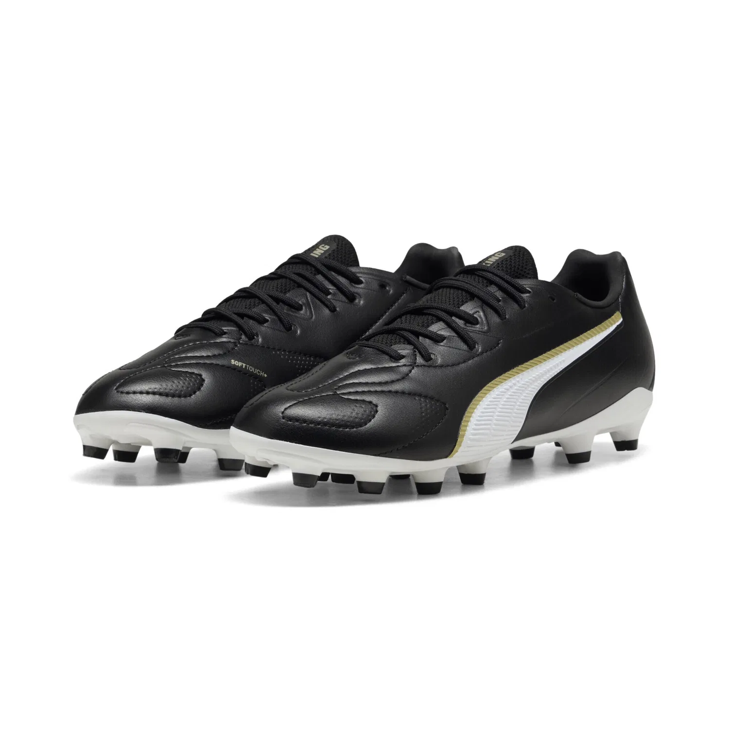 Детские футбольные бутсы с технологией SOFTTOUCH+ PUMA, Black/White/Gold
