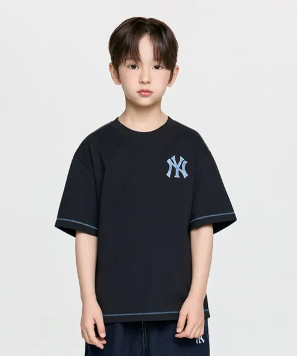Футболка с монограммой, оверсайз, Mlb Kids, черный — фото 4