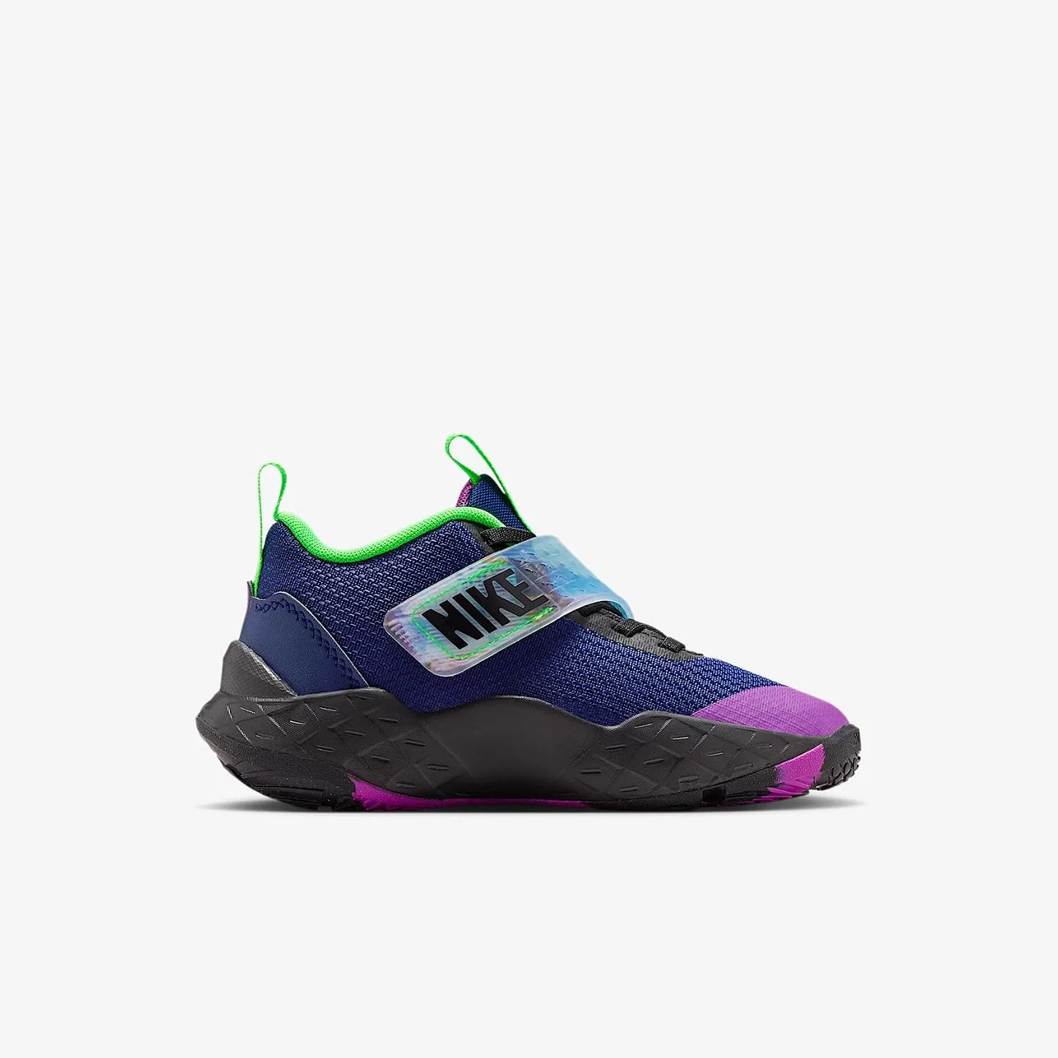 Детские кроссовки для мальчиков Nike Team Hustle D 12, Blue Void/Black/Green Strike/Vivid Purple — фото 4