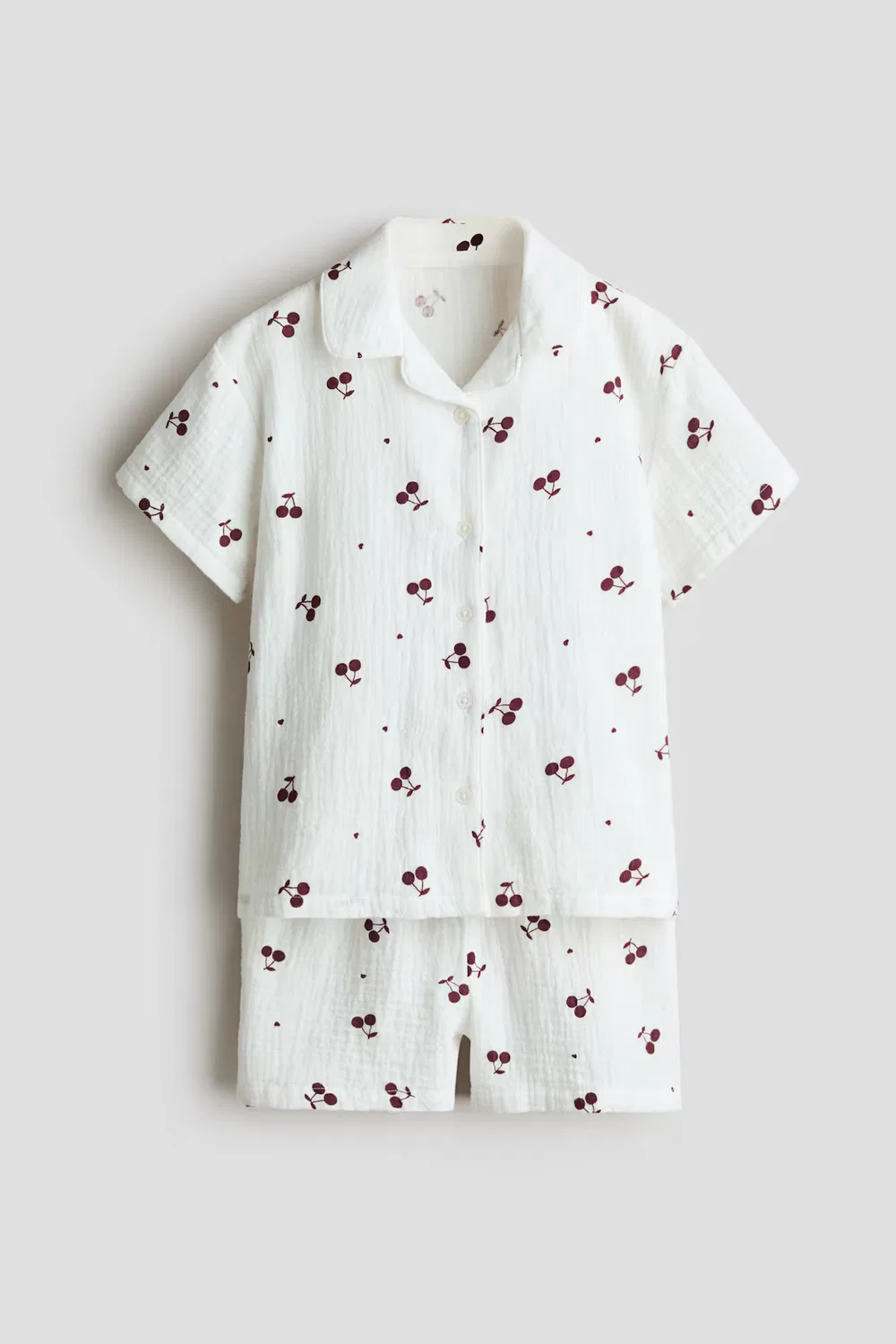 Пижама из муслина с узором H&M, Weiß/Kirschen