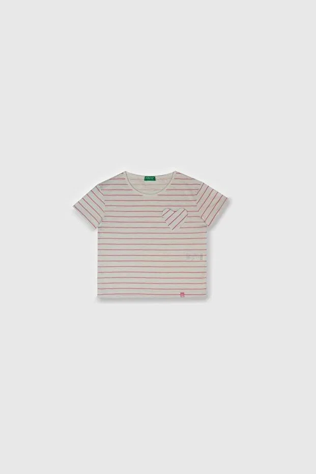 Детская футболка для девочек с принтом Benetton, Beige
