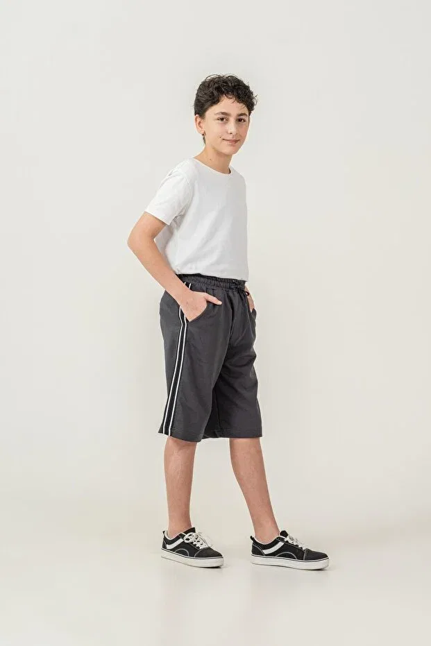 Детские шорты для мальчиков с боковыми полосками Mışıl Kids, Smoke Grey — фото 2