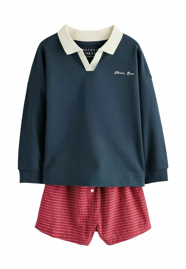 Комплект пижамы из хлопка Next, navy burgundy, темно-синий/бордовый