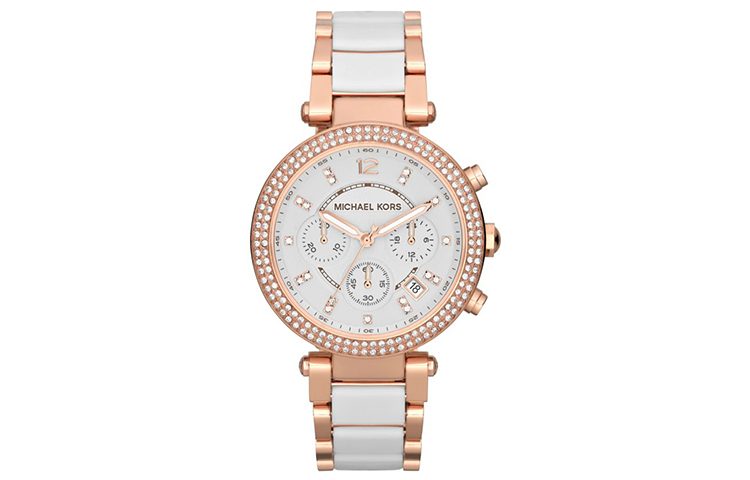 

Часы женские кварцевые PARKER Collection с белым циферблатом 39 мм, нержавеющая сталь, позолота MK5774 MICHAEL KORS