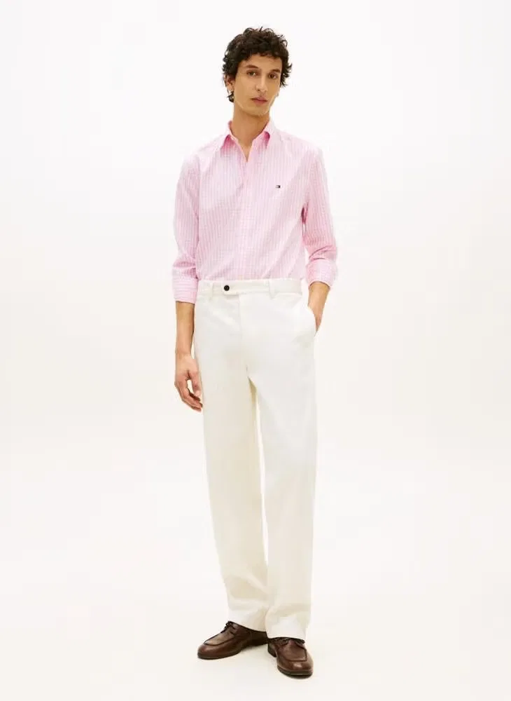 Рубашка с клетчатым принтом Flex Poplin Gingham Tommy Hilfiger, розовый — фото 4