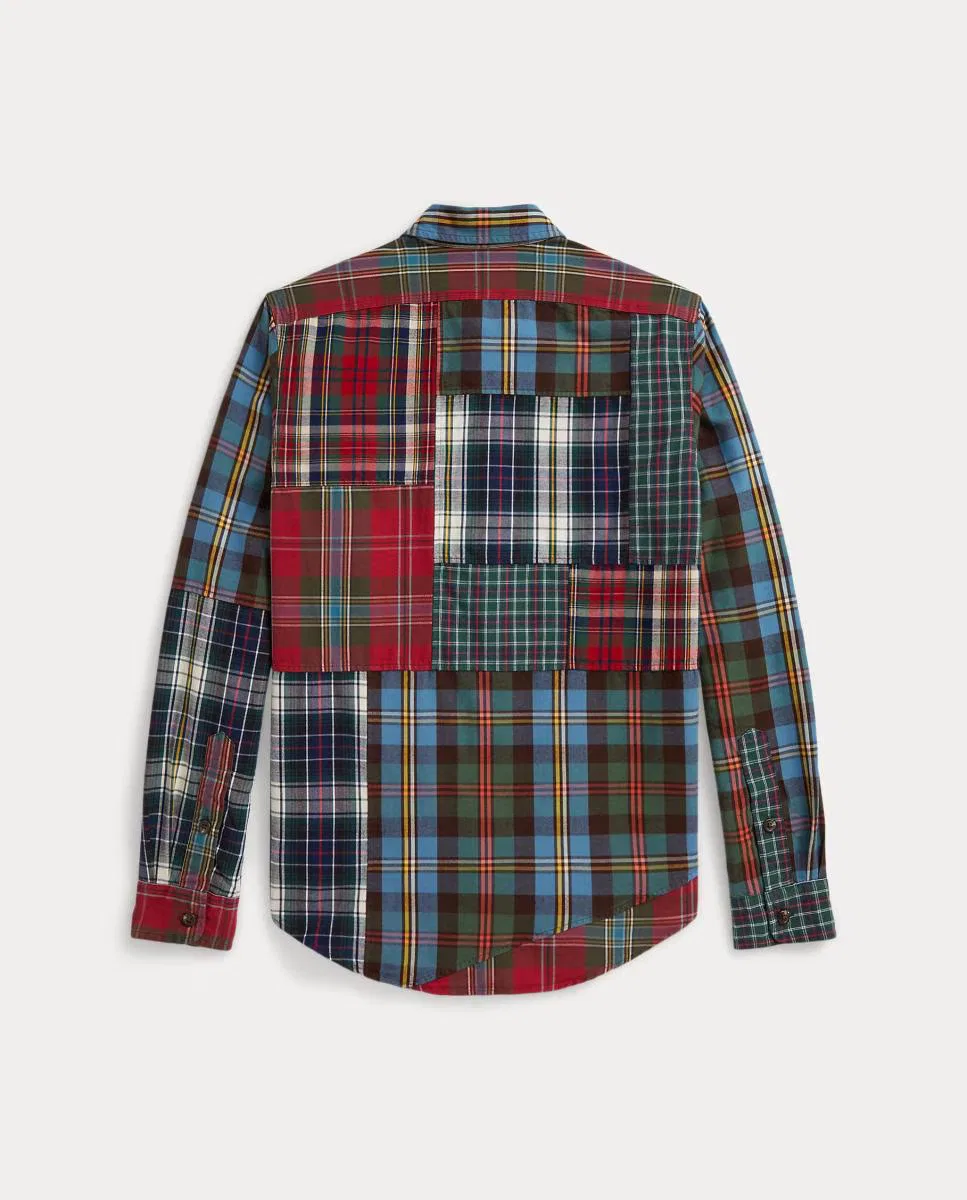 Мужская рубашка в клетку, Oxford Patchwork, Polo Ralph Lauren, гранатовый — фото 2