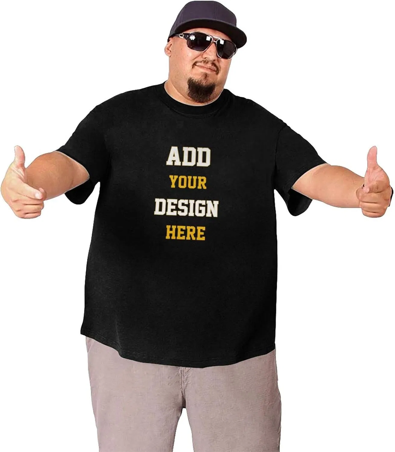 Мужская футболка свободного кроя Custom Picture T-shirts for Big and Tall Men, Black — фото 3