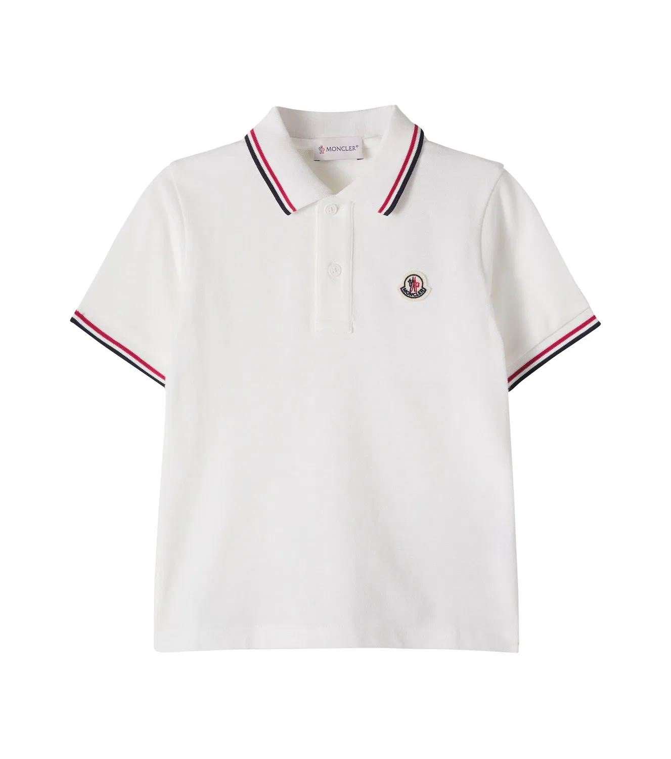 Рубашка-поло из хлопкового пике Moncler Enfant, белый