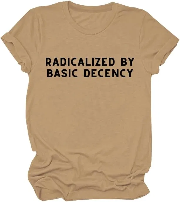 Футболка свободного кроя с полосами Radicalized by Basic Decency, Khaki