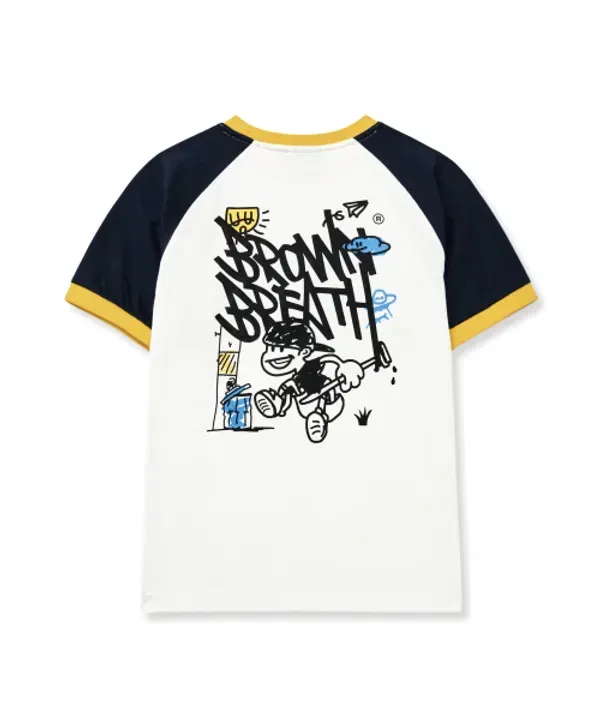 Футболка с цветными рукавами Kids raglan color block tee Brownbreath Kids, navy — фото 2