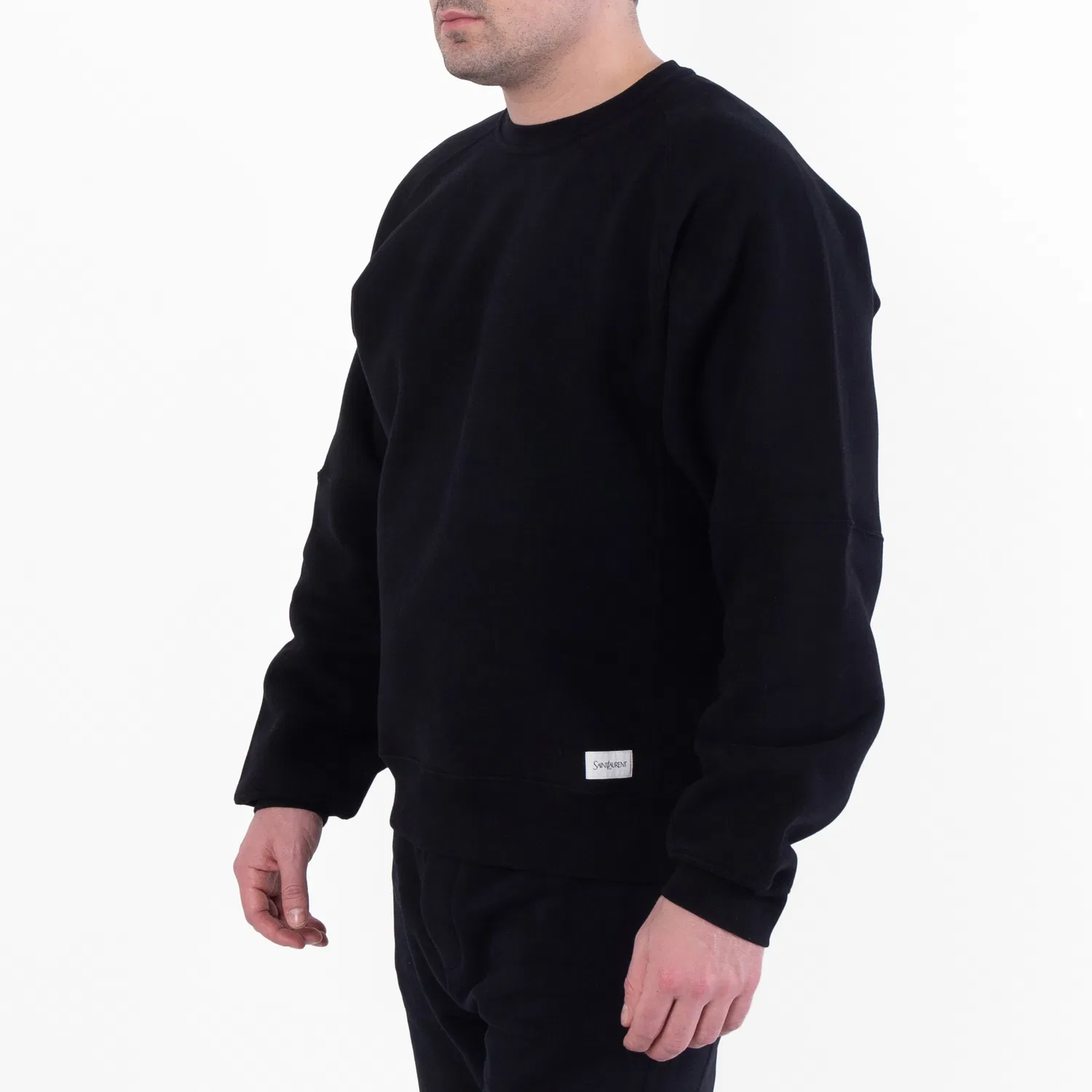 Свитшот оверсайз из хлопка Oversized Cotton Crewneck Sweatshirt Saint Laurent, Black — фото 3